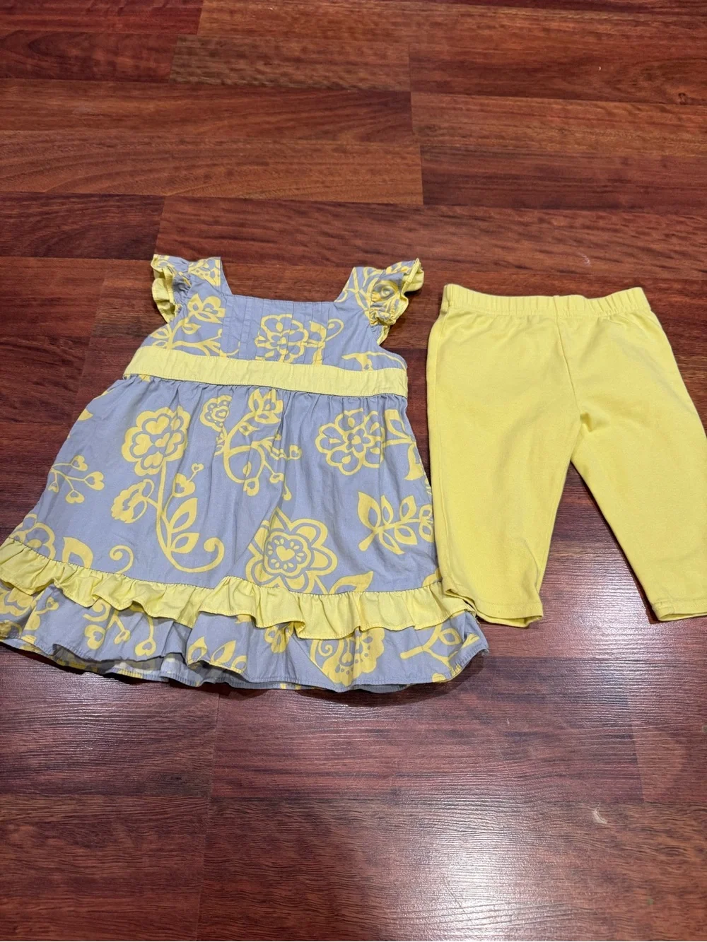 Maggie & Zoe - Yellow Floral Dress & Leggings Set